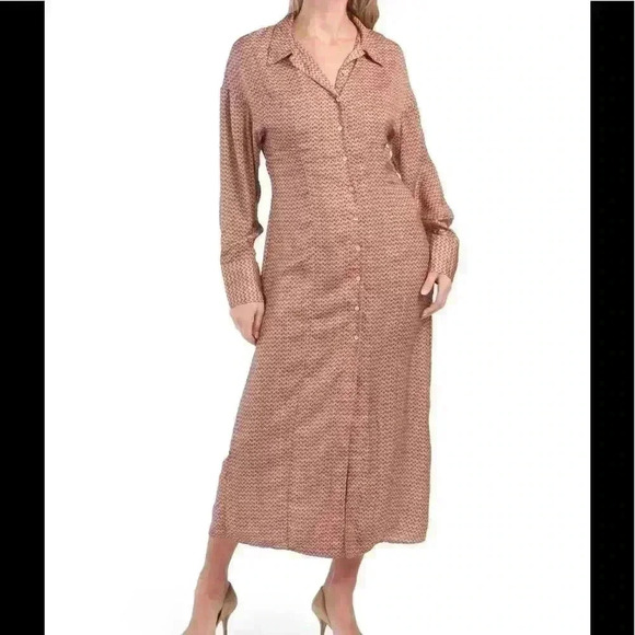 Zara Long Sleeve Button Front Shirt Dress